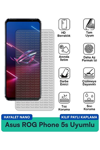 Milat Tech حافظة Asus ROG Phone 5s Hayalet Nano متوافقة مع طبقة حماية الشاشة ...