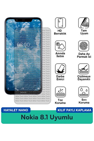 Milat Tech غطاء حماية نوكيا 8.1 هايلايت نانو متوافق مع فيلم حماية الشاشة مقاو...