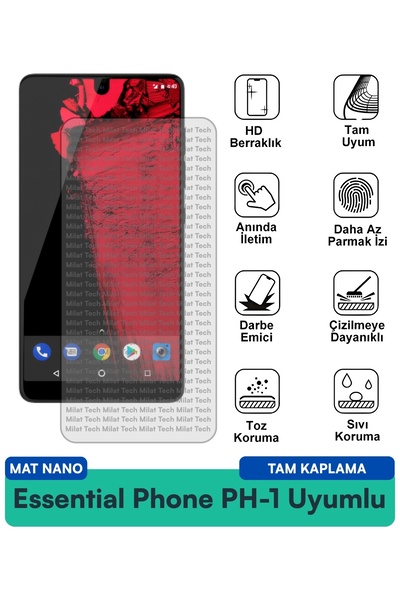 Milat Tech فيلم حماية للشاشة من نوع Essential Phone PH-1 Mat Nano مقاوم للخدو...
