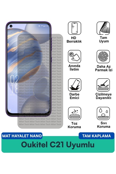 Milat Tech طبقة حماية للشاشة من Oukitel C21 Matte Ghost Nano مقاومة للخدوش وا...