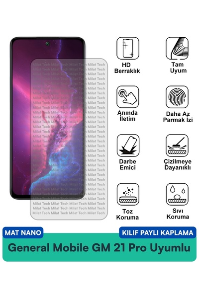 Milat Tech غطاء حماية نانو متوافق مع جهاز جنرال موبايل GM 21 Pro، فيلم حماية ...