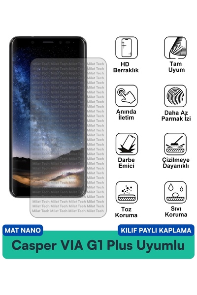 Milat Tech واقي شاشة متوافق مع حافظة Casper VIA G1 Plus Matte Nano مقاوم للخدوش