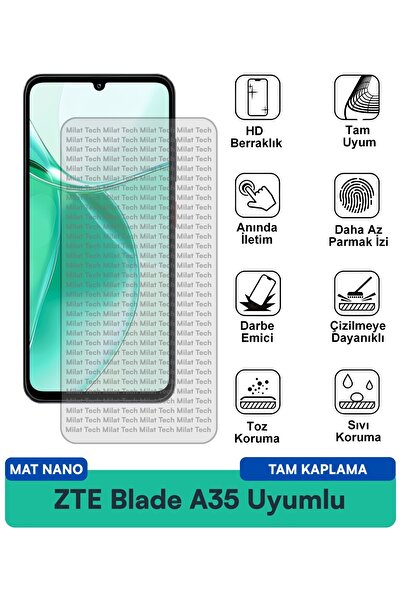 Milat Tech طبقة حماية للشاشة من ZTE Blade A35 Matte Nano مضادة للخدش ومضادة ل...