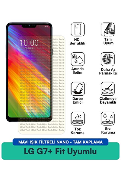 Milat Tech فيلم حماية شاشة نانو LG G7+ مع فلتر الضوء الأزرق، مقاوم للخدوش وال...