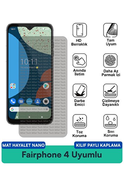 Milat Tech حافظة Fairphone 4 Mat Hayalet Nano متوافقة مع طبقة حماية الشاشة، ح...