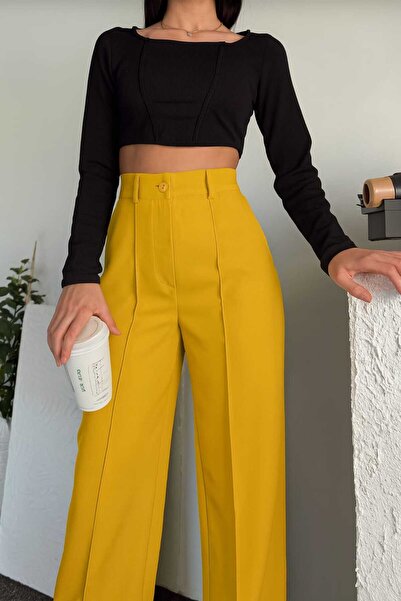 LAVA FASHION Çimalı Slim Fit Fit Women's Loose 90's High Loose Leg Slim Fit Fit Palazzo Pants