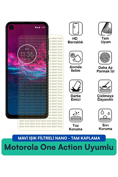 Milat Tech فيلم حماية شاشة نانو من موتورولا وان أكشن مع فلتر الضوء الأزرق يحم...