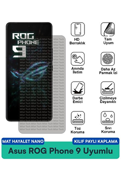 Milat Tech حافظة Asus ROG Phone 9 Matte Ghost Nano متوافقة مع طبقة حماية للشا...