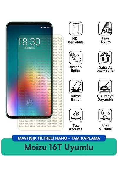 Milat Tech طبقة حماية للشاشة من Meizu 16T مع فلتر الضوء الأزرق، مقاومة للخدوش...