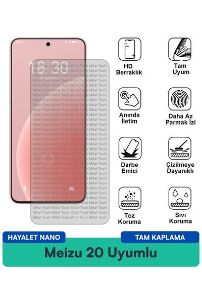 Milat Tech طبقة حماية للشاشة من Meizu 20 Hayalet Nano مقاومة للخدوش والصدمات