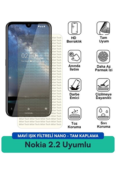Milat Tech فيلم حماية شاشة نوكيا 2.2 نانو مع فلتر الضوء الأزرق مقاوم للخدوش و...