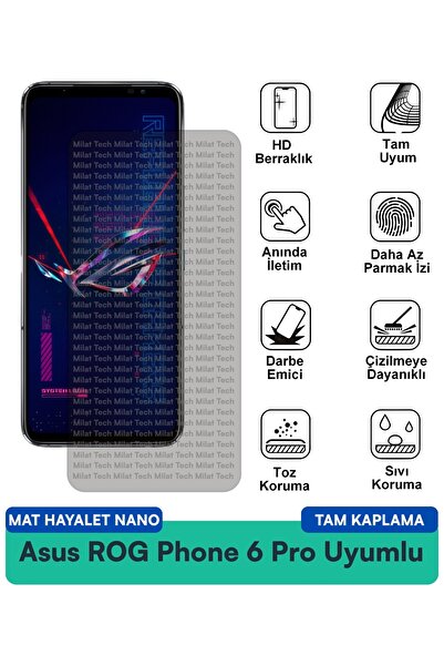 Milat Tech طبقة حماية للشاشة من نوع Asus ROG Phone 6 Pro Mat Hayalet Nano مقا...