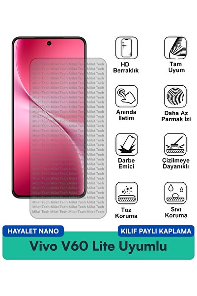 Milat Tech Vivo V60 Lite Ghost Nano Case Compatible Privacy Protection Film A...