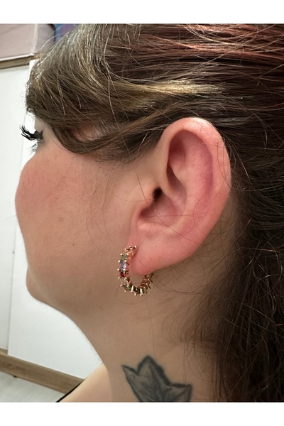 Darya Dd624 Gold Color Baguette Stone Minimal Earrings – Elegant & Modern Design