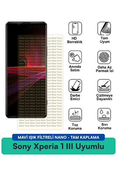 Milat Tech طبقة حماية للشاشة نانو لهاتف Sony Xperia 1 III مع فلتر الضوء الأزر...