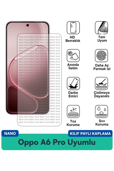 Milat Tech غطاء نانو لهاتف أوبو A6 برو مع فيلم حماية للشاشة متوافق ومرن وشفاف...