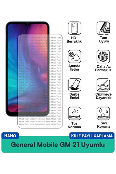 Milat Tech غطاء حماية شاشة متوافق مع جهاز General Mobile GM 21 Nano، حماية ضد...