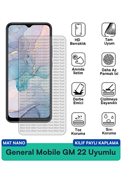 Milat Tech فيلم حماية الشاشة المتوافق مع غطاء جوال جنرال موبايل GM 22 مات نان...