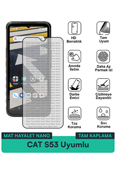 Milat Tech فيلم حماية الشاشة CAT S53 Mat Hayalet Nano يقلل من الانعكاس ولا يت...