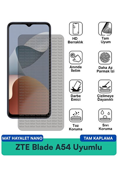 Milat Tech ZTE Blade A54 Matte Ghost Nano Film لحماية الشاشة بتصميم غير لامع ...