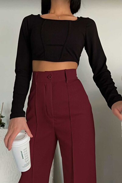 LAVA FASHION Γυναικείο παντελόνι Çimalı Slim Fit, φαρδύ κορδόνι, ψηλόμεσο, φαρδύ παντελόνι Palazzo