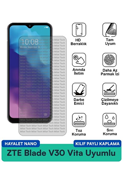 Milat Tech ZTE Blade V30 Vita Hayalet Nano Kılıf Uyumlu Koruyucu Film Çizilme...