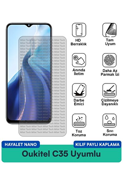 Milat Tech غطاء حماية شاشة متوافق مع Oukitel C35 Hayalet Nano مقاوم للخدوش وا...
