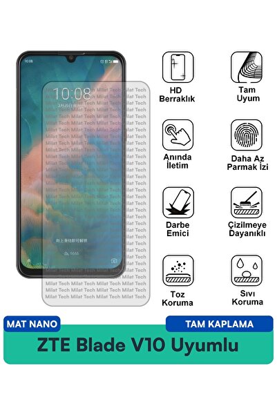 Milat Tech طبقة حماية للشاشة من ZTE Blade V10 Matte Nano مضادة لبصمات الأصابع...