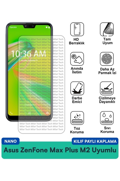 Milat Tech حافظة Asus ZenFone Max Plus M2 Nano متوافقة مع طبقة حماية للشاشة ح...