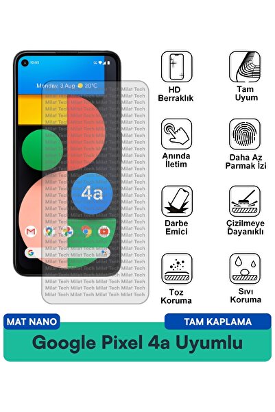 Milat Tech طبقة حماية للشاشة من جوجل بيكسل 4a مات نانو، مقاومة للخدش وقليلة ا...
