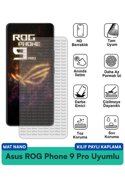 Milat Tech حافظة Asus ROG Phone 9 FE Mat Nano متوافقة مع طبقة حماية الشاشة مق...
