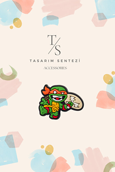 Tasarım Sentezi Rozet Silikon Broş Ninja Kaplumbağalar Michelangelo Pizza Mın...