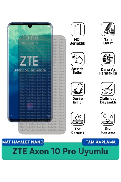 Milat Tech ZTE Axon 10 Pro Mat Ghost Nano Film لحماية الشاشة يقلل من الانعكاس...