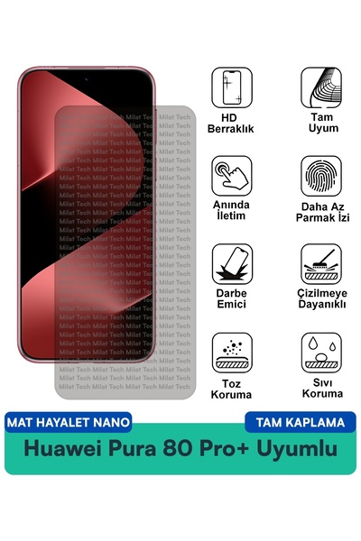 Milat Tech واقي شاشة هواوي بورا 80 برو+ ماتي جوست نانو مقاوم للخدوش والصدمات
