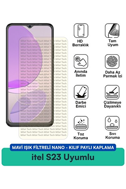 Milat Tech فيلم حماية للشاشة متوافق مع حافظة نانو itel S23 مع فلتر الضوء الأز...
