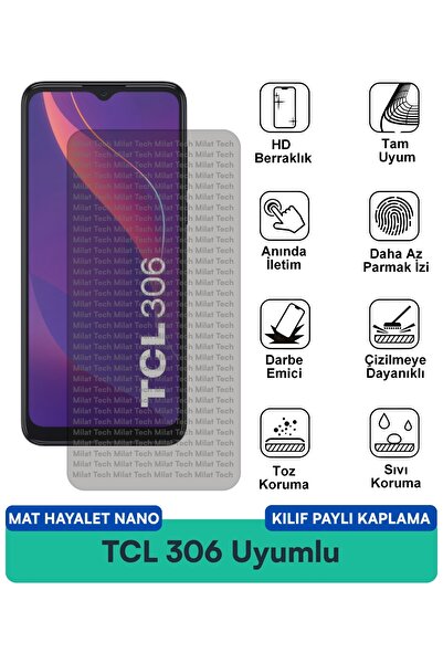 Milat Tech حافظة TCL 306 Matte Ghost Nano متوافقة مع واقي الشاشة تقلل من الان...