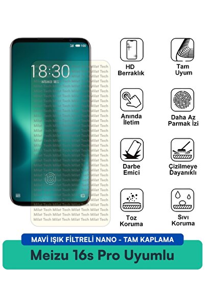 Milat Tech فيلم حماية شاشة نانو مزود بفلتر الضوء الأزرق من Meizu 16s Pro مقاو...