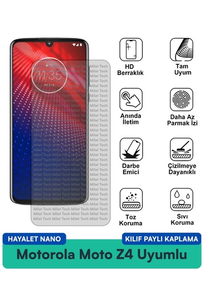 Milat Tech حافظة Motorola Moto Z4 Ghost Nano متوافقة مع واقي شاشة الخصوصية وف...