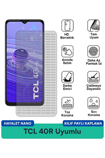 Milat Tech غطاء حماية TCL 40R Hayalet Nano متوافق مع طبقة حماية الشاشة مقاومة...