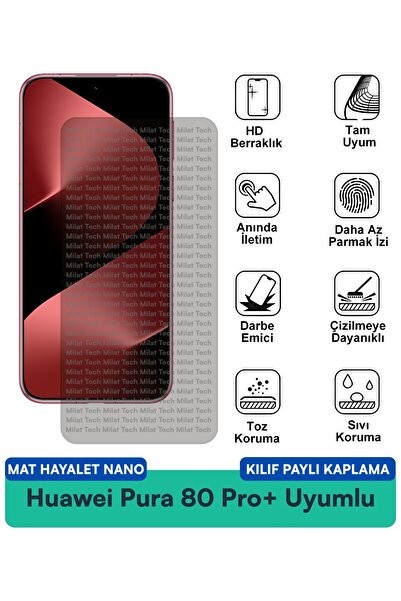Milat Tech حافظة هواوي بورا 80 برو+ مات هايت نانو متوافقة مع فيلم حماية الشاش...