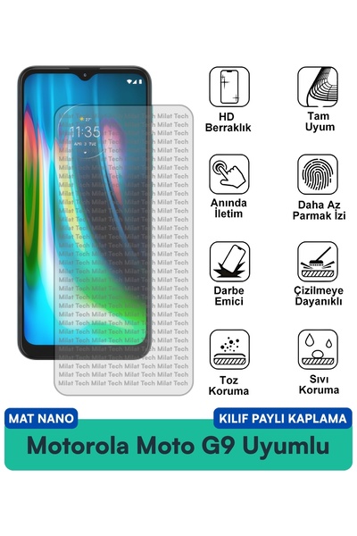 Milat Tech حافظة Motorola Moto G9 Matte Nano متوافقة مع واقي الشاشة ومضادة لب...