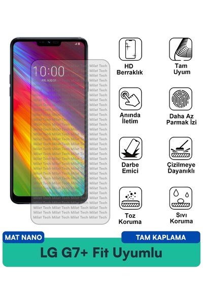 Milat Tech طبقة حماية للشاشة LG G7+ Fit Matte Nano تحمي من الخدوش وتمنع بصمات...