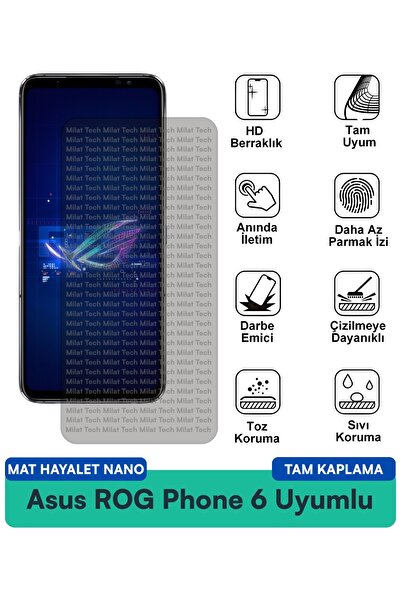 Milat Tech طبقة حماية للشاشة من نوع Asus ROG Phone 6 Mat Hayalet Nano مقاومة ...