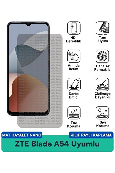 Milat Tech غطاء حماية نانو متوافق مع هاتف ZTE Blade A54 Mat Ghost مع طبقة حما...