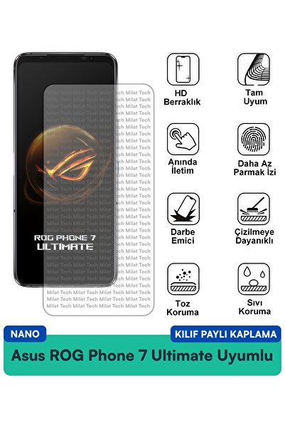 Milat Tech غطاء حماية شاشة متوافق مع هاتف Asus ROG Phone 7 Nano مقاوم للخدوش ...