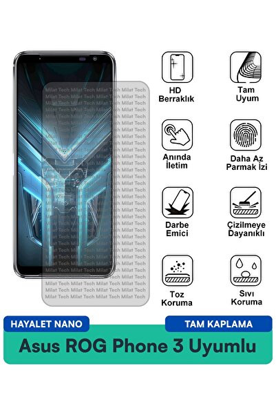 Milat Tech طبقة حماية للشاشة من Asus ROG Phone 3 Hayalet Nano مقاومة للخدوش و...