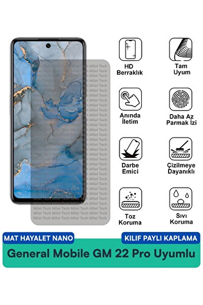 Milat Tech حافظة نانو متوافقة مع جهاز جنرال موبايل GM 22 Pro Mat Hayalet، تقل...