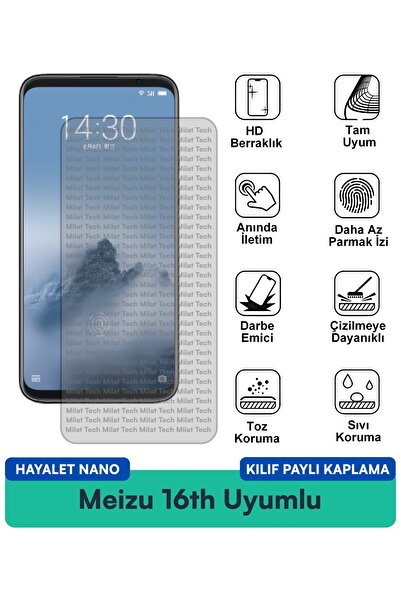 Milat Tech حافظة Meizu 16th Hayalet Nano متوافقة مع واقي الشاشة للخصوصية، طبق...
