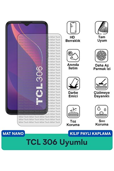 Milat Tech غطاء حماية TCL 306 مات نانو متوافق مع طبقة حماية الشاشة، سطح غير ل...