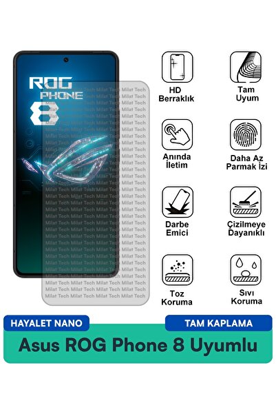 Milat Tech طبقة حماية للشاشة من نوع Asus ROG Phone 8 Hayalet Nano مقاومة للخد...